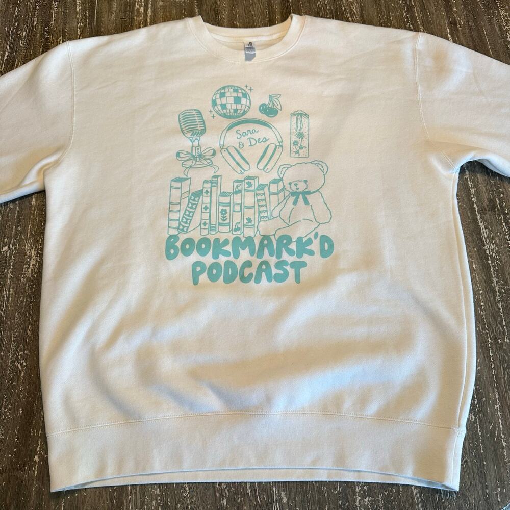 Bookmark’d Podcast x House of Jupiter Reading Crewneck Pullover Sweatshirt L